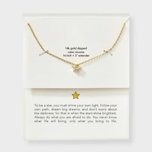 🧡 14k Gold Dipped Cubic Zirconia Star Slider Pendant Necklace Target